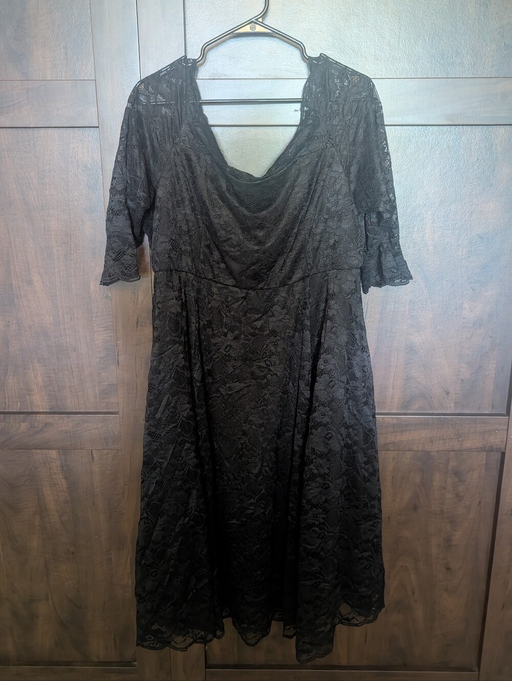 torrid Black Lace Midi Dress with Cowl Neck